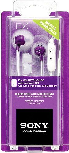 Sony DRE-X14VPVLT Smartphone Stereo Headphones with Microphone & Remote, Violet; Large 9mm speaker driver produces amazingly clear sound; In-line remote houses a microphone and volume controls along with call answer/end functionality; Play/pause your music and control volume without taking your phone from your pocket; UPC 027242832732 (DREX14VPVLT DRE X14VPVLT DRE-X14VPVT DRE-X14VP)