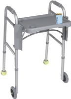 Drive Medical 10125 Folding Walker Tray; Allows personal items to be carried from room to room; Contains two cup holders; Fits most manufacturers' walkers; Made of easy-to-clean durable plastic; Easy to install; Dimensions 2" x 12" x 16"; Weight 4 lbs; UPC 822383120805 (DRIVEMEDICAL10125 DRIVE MEDICAL 10125 FOLDING WALKER TRAY) 