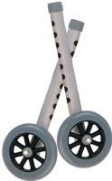 Drive Medical 10128 Walker Wheels With Two Sets Of Rear Glides, For Use With Universal Walker, 5", Gray, 1 Pair; Converts folding walker into wheeled walker; Allows for 8" height adjustments; Rubber wheel allows walkers to roll easily and smoothly over irregular surfaces; Comes with rear glide caps, (Item # 10107) and glide covers (item # 10107C) allowing use on all surfaces; UPC 822383420141 (DRIVEMEDICAL10128 DRIVE MEDICAL 10128 WALKER WHEELS) 