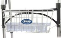 Drive Medical 10200B Walker Basket; Includes plastic insert tray with cup holder; For use with all 1" folding walkers; Easily attaches to walker; Convenient storage addition; Dimensions 8" x 16" x 8"; Weight 1 lbs; UPC 822383100197 (DRIVEMEDICAL10200B DRIVE MEDICAL 10200B WALKER BASKET) 