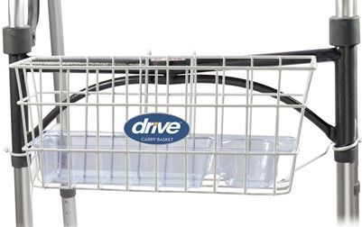 Drive Medical 10200B Walker Basket; Includes plastic insert tray with cup holder; For use with all 1