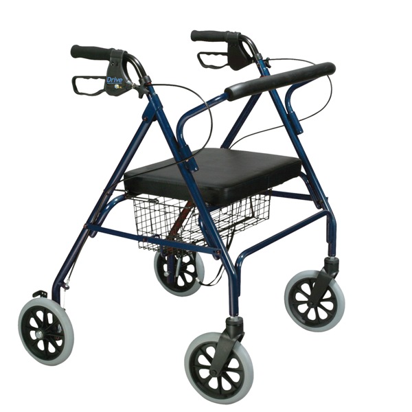 Drive Medical 10215BL-1 Bariatric Rollator with Padded Seat and Loop Locks Seat (Width): 18