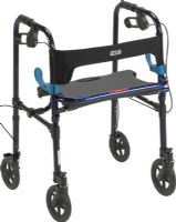 Drive Medical 10243 Clever Lite Walker Rollator, Adult, 8" Wheels, Flame Blue; Front wheels can be set in either swivel or fixed position; Special loop lock made of internal aluminum casting operates easily and ensures safety; Sturdy 1 diameter anodized, extruded, aluminum construction; Comes with flip up seat with built in carry handle; UPC 822383138107 (DRIVEMEDICAL10243 DRIVE MEDICAL 10243 CLEVER LITE WALKER ROLLATOR ADULT FLAME BLUE) 