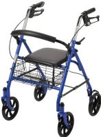 Drive Medical 10257BL-1 Four Wheel Walker Rollator With Fold Up Removable Back Support, Blue; Comes with a basket to store personal items; Removable, hinged padded backrest can be folded up and down; Durable steel frame; 7.5 non-marring casters are ideal for indoor and outdoor use; UPC 822383290331 (DRIVEMEDICAL10257BL1 DRIVE MEDICAL 10257BL-1 WHEEL WALKER ROLLATOR BACK SUPPORT BLUE) 