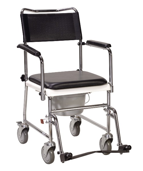 Drive Medical 11120SV-1 Portable Upholstered Wheeled Drop Arm Bedside Commode; Seat (Width): 17