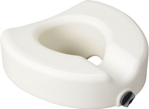 Drive Medical 12014 Raised Toilet Seat; Lightweight and portable; Standing locking mechanism ensures safety; Wide opening in front and back for personal hygiene; Designed for individuals who have difficulty sitting down or standing up from the toilet; Fits most standard and elongated toilets; Dimensions 4.5