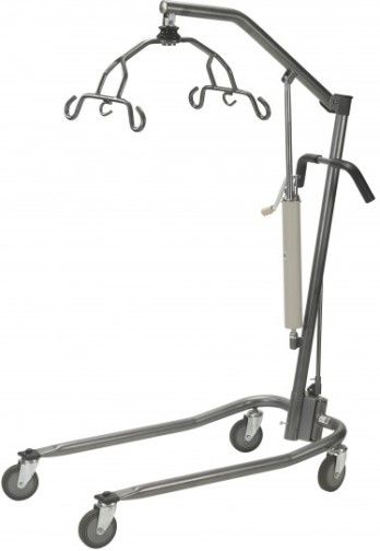 Drive Medical 13023SV Hydraulic Patient Lift With Six Point Cradle, Silver Vein; High performance hydraulics raise or lower individuals gradually and safely; Steel construction provides maximum strength; 6 point Swivel Bar that can accommodate 2 or 4 sling straps plus 2 chain connections; Safely raises or lowers individuals from any stationary position; UPC 822383135441 (DRIVEMEDICAL13023SV DRIVE MEDICAL 13023SV HYDRAULIC PATIENT LIFT SIX POINT CRADLE SILVER VEIN)