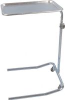 Drive Medical 13035 Mayo Instrument Stand, Single Post; Single post stand with "U" base design provides support and versatility; Removable stainless steel tray measures 19" x 16.5"; Tray height adjusts from 32"– 49" with lock; Two, 3" casters provide additional mobility; Dimensions 32" x 18.5" x 22"; Weight 11 lbs; UPC 822383103396 (DRIVEMEDICAL13035 DRIVE MEDICAL 13035 MAYO INSTRUMENT STAND SINGLE POST) 