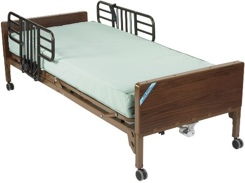 Drive Medical 15004BV-PKG-1-T Semi Electric Bed with Half Rails and 80