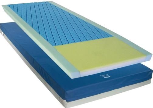 Drive Medical 15870 Gravity 8 Long Term Care Pressure Redistribution Multi-Layered/Multi-zoned Foam Mattress; Bottom layer provides full length horizontally scored articulation cuts extending the durability and life of the mattress significantly; Cover is fire retardant, fluid proof, tear resistant, low sheer and easy to clean; UPC 822383291468 (DRIVEMEDICAL15870 15-870 158 70) 