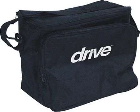 Drive Medical 18031 Nebulizer Carry Bag; Designed to carry and store nebulizers; Universal size can accommodate all Drive nebulizers; Made of durable, lightweight, easy-to-clean nylon; Comes with an adjustable carry strap; Has a zippered cover and zippered pouch to conceal nebulizer accessories; Size 9