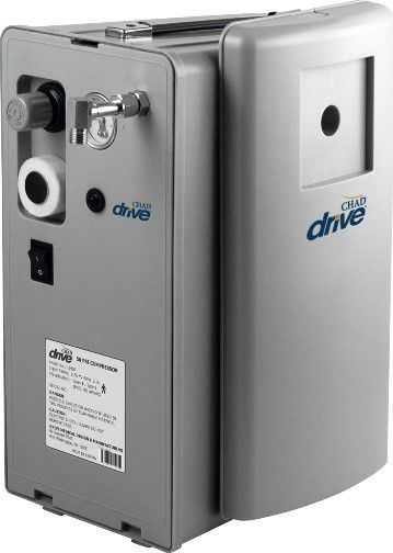 Drive Medical 18450 CHAD 50 PSI Compressor; Easy to read pressure gauge; Designed for efficient, continuous high-pressure performance; Ultra-powerful compressor for both humidification and high flow, high-pressure nebulization of viscous medications; Optimizes medication delivery by aerosolizing to a particle size of less than 2 microns; UPC 822383115054 (DRIVEMEDICAL18450 18-450 184-50) 