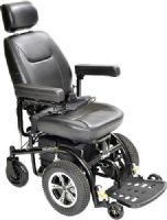 Drive Medical 2850-18 Trident Front Wheel Drive Power Chair with 18" Width Captain’s Seat; 4 mph Top Speed, 15 miles Maximum Range; 300 lbs. Weight Capacity; Adjustable, flip-up footplate includes rubber front bumper to prevent damage; Armrests and padded, adjustable and removable; UPC 822383270067 (DRIVEMEDICAL285018 285018 285-018 28-5018 2850 18)  