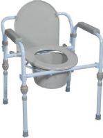 Drive Medical RTL11148KDR Folding Bedside Commode with Bucket and Splash Guard; Blue powder coated steel welded construction increases strength and durability; Comes complete with 12 qt commode bucket with carry handle, cover and splash shield; Durable plastic snap on seat and lid; UPC 822383247182 (DRIVEMEDICALRTL11148KDR RTL-11148KDR RTL 11148KDR RTL11148 KDR)  