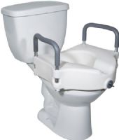 Drive Medical RTL12027RA Elevated Raised Toilet Seat with Removable Padded Arms; Arm sleeves and receivers are made of metal for more durability; Fits most toilets; Full length padded removable arms; Heavy-duty molded plastic construction provides additional strength and durability; UPC 822383246260 (DRIVEMEDICALRTL12027RA RTL-12027RA RTL 12027RA RTL12027-RA RTL12027 RA) 