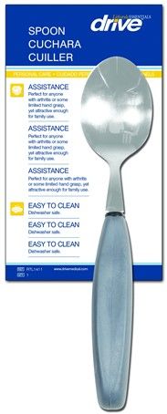 Drive Medical RTL1411 Lifestyle Essential Spoon; Dishwasher safe; Ergonomically designed contours allow for a comfortable fit in almost any hand while adding to stability; Perfect for anyone with arthritis or some limited hand grasp, yet attractive enough for family use; UPC 779709014112 (DRIVEMEDICALRTL1411 RTL-1411 RTL 1411)