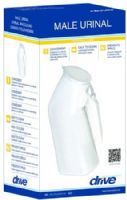 Drive Medical RTLPC23201-M Male Urinal; Can hold 32 oz (.9L); Cap helps confine odors; Designed to prevent spills; Essential for anyone who has trouble getting out of bed; Graduation marks to measure output; Lightweight, durable and easy to clean; Sturdy grip for easy handling and can be used in several positions by the patient; UPC 822383246321 (DRIVEMEDICALRTLPC23201M RTLPC23201M RTL-PC23201-M) 