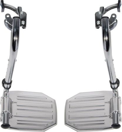 Drive Medical STDSF-TF Chrome Swing Away Footrests with Aluminum Footplates; Aluminum Footplates; Chrome extensions; For use with Sentra 20