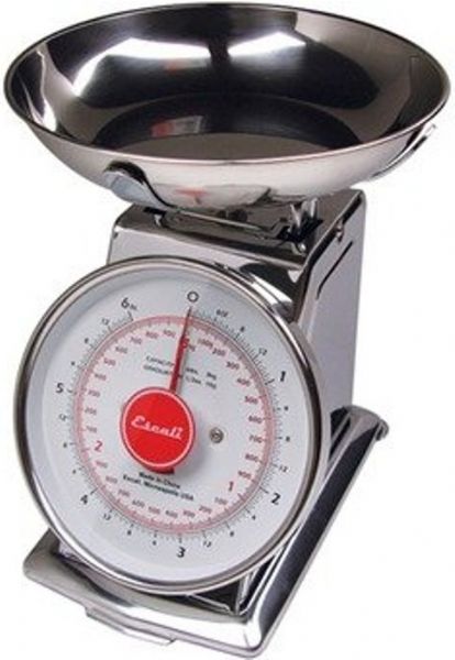 Escali DS115B Mercado, Dial Scale with Bowl, 11 Lb / 5 Kg Capacity, 0.25oz Readability, 8in diameter Platform, Solid stainless steel construction with your choice of either a bowl or platform weighing surface, Shatterproof dial cover with stainless steel ring, Subtracts a containers weight to obtain the weight of its contents, No batteries required, UPC 857817000965 (DS115B DS-115B DS 115B)