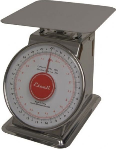 Escali DS4420P Mercado, Dial Scale with Plate, 44lb Capacity, 2oz Readability, 10.25 x 8.5in Platform, Shatterproof dial cover with stainless steel ring, Subtracts a containers weight to obtain the weight of its contents, lb + oz, kg + g Measuring units, No batteries required (DS4420P DS-4420P DS 4420P)