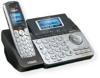 VTech  DS6151  2-Line Answering System with Dual Caller ID/Call Waiting; Silver with Black; DEC T 6.0 Digital technology; 2-Line operation; Digital answering system with a mailbox for each line; Caller ID/Call Waiting  stores 50 calls; Handset and base speakerphones; Expandable up to 12 cordless handsets with only one phone jack; Handset message retrieval; UPC 735078016584 (DS6151 DS-6151 DS6151PHONESYSTEM DS6151-PHONESYSTEM DS6151VTECH DS6151-VTECH)  
