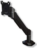 Crimson DSA11C Single link desktop arm; VESA compatible: up to 100x100mm; Fits a 32” screen up to 30lbs; Finger tip tilt and screen leveling; Full motion tilt up to 30 degrees forward and 90 degrees back; Base options: flat base, edge clamp, through-hole or vertical pipe adapter; UPC 0815885015212; Weight 8 Lbs; Package Dimensions 27" x 7" x 5" (DSA11C CRIMSON DSA11-C CRIMSON DSA11 C) 