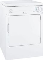 GE General Electric DSKP333ECWW Spacemaker Portable Electric Dryer with 3.6 cu. ft. Capacity, Automatic Dry Control, 3 timer Heat Selections, 3 Number of Dry Cycles, 150 minutes Timed Regular, 30 minutes Air Fluff, ,Top Control Location, Upfront Lint Filter, 4-way Rear, Bottom, Left, Right Exhaust Options, 6 feet Power Cord, UPC 084691075431, White Finish (DSKP333ECWW DSKP333EC WW DSKP333EC-WW DSKP333EC DSKP-333EC DSKP 333EC) 