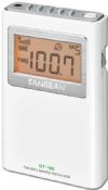Sangean DT-160 FM/AM Stereo Pocket Radio, White; Direct recall 15 station presets (10 FM, 5 AM); Built-in clock; Signal strength indicator; Adjustable tuning step; DBB (Dynamic Bass Boost); Stereo / mono switch; 90 minute auto shut off; Lock switch; Battery power indicator; Headphone, I/O jack; Handheld size; Built-in real time clock; Easy-to-read LCD display; Earbuds included; DSP tuner; UPC 729288049302 (SANGEANDT160 SANGEAN DT160 DT 160 DT-160) 