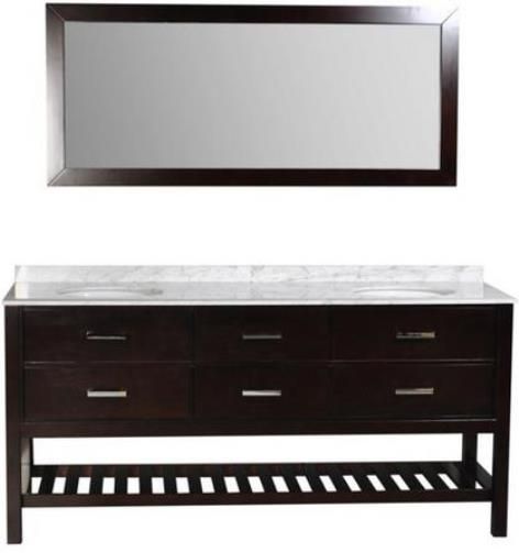 Belmont Dcor DT2D4-72 Nautica Bathroom Vanity, Four dovetail drawers with soft-close glides, Separate back splash design, CARB Compliant, Heat and scratch resistant Carrera natural marble plate with single undermounted ceramic basin, Matching luxurious 63 x 27.5 inch mirror included, Vanity Size 73 x 22 x 35 inch, UPC 816606012817 (DT2D472 DT2D4 72 DT-2D4-72 DT2-D4-72)