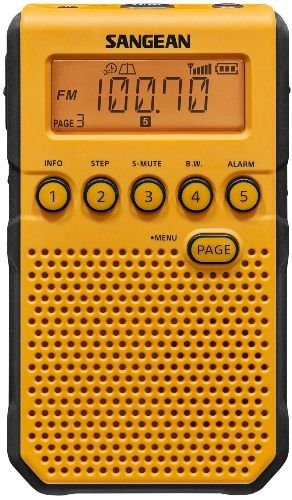 Sangean DT-800YL AM/FM/NOAA Weather Alert Rechargeable Pocket Radio, Yellow/Black, Receives all 7 NOAA Weather Channel, Public Alert Certified Weather Radio, Automatic Alert Warns you of Hazardous Condition, 45 Memory Preset Stations (20 FM, 20 AM, 5 WX), Adjustable Tuning Step, APS - Auto Preset Setting, Auto Scan Stations, UPC 729288040361 (DT800YL DT 800YL DT-800-YL DT-800 DT800) 