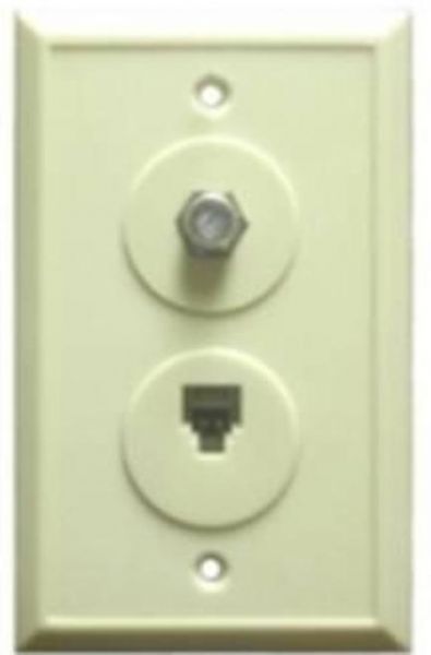 Pro Brand DTVWP91DI Phone & Coax Faceplate, Ivory, Dual F81 & RG45 Phone Wall Plate Directv Approved (DTV-WP91DI DTV-WP91DI Eagle Aspen DTVWP-91DI DTVWP 91DI 91 DI Probrand DTVWP91D1 DTPWP9IDI))