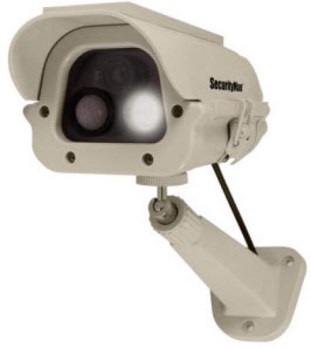 SecurityMan DUMCAM-SLM Solar Powered Spotlight Dummy Camera with PIR (Body Heat) Motion Sensor, Solar powered LED spotlight, Weatherproof camera housing, Cost effective theft deterrent device, Up to 60 times of 30-second spotlight LED notifications per night on a full charge, Super bright 110 Lumens LED spotlight; Provides up to 360 square feet of illumination, UPC  701107902326 (DUMCAMSLM DUMCAM-SLM DUMCAM-SLM)