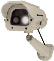 SecurityMan DUMCAM-SLM Solar Powered Spotlight Dummy Camera with PIR (Body Heat) Motion Sensor; Solar powered LED spotlight; Weatherproof camera housing; Cost effective theft deterrent device; Up to 60 times of 30-second spotlight LED notifications per night on a full charge; Super bright 110 Lumens LED spotlight, Provides up to 360 square feet of illumination; UPC 701107902326 (DUMCAMSLM DUMCAM SLM) 
