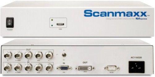 ScanMaxx DV2165MP Autosync Upscan Video Signal Converter, Resolution From 525 to 1600, Scanning Frequency (Analog) (H)15.7 - 90 kHz / (V)50 Hz  120 Hz, Video Signal Input 15-Pin D-Sub 5 BNC Accepts all configs from 1 BNC - 5 BNC with loop through, Supports Analog Interlaced and Non-interlaced Progressive (DV-2165MP DV 2165MP DV2165-MP DV2165 MP)