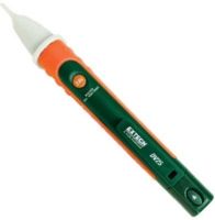 Extech DV25 Dual-Range AC Voltage Detector with Flashlight, Non-contact detection of AC Voltage in 2 ranges, CAT IV-1000V safety rating, For use on 50/60Hz circuits, Audible and Visual voltage indication, Built-in bright flashlight with On/Off button, Rugged double-molded housing, Tip fits into outlets or against wire insulation testing, UPC 793950402252 (DV-25 DV 25) 