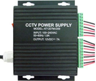 LTS DV-AT1207M-D09 Power Distribution Box with 9 Channel, 12V DC Output, 7 amp @ 12V DC supply current, 9 Positive Temperature Coefficient (PTC) protected outputs, Output PTCs are rated @ 3.15 amp, 110VAC/115VAC 2.5 amp input, AC Power Switch, Power LED indicator, Power cord Included, Aluminum Enclosure (DVAT1207MD09 DVAT1207M-D09 DV-AT1207MD09 AT1207M-D09)