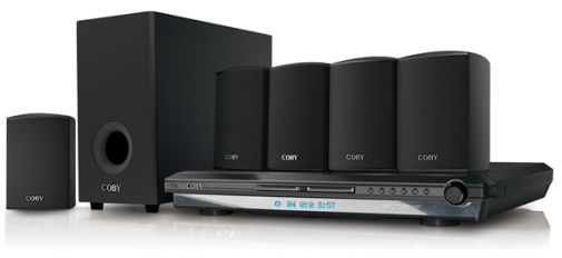 Coby DVD-937 DVD Home Theater System 5.1-Channel  with Digital AM/FM Tuner, DVD, DVD+/-R/RW, CD, CD-R/RW, and JPEG compatible, Dolby digital decoder, Picture zoom function, Parental lock control (DVD937 DVD 937)