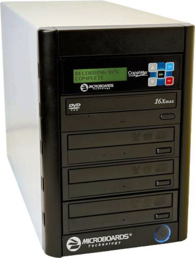 Microboards DVD PRM-316 CopyWriter Series DVD Recorder, 3 recorders in a single tower, Standalone duplication, 52X capability with selectable recording option, Disc-to-disc duplication, Five-button operation, Supported DVD Formats DVD Video, DVD ROM, DVD+R, DVD-R, DVD+RW, DVD-RW, Dual-Layer DVD, and all CD formats except CD+G (DVDPRM316 DVD-PRM-316 DVDPRM-316 DVD-PRM316 DVD PRM 316)