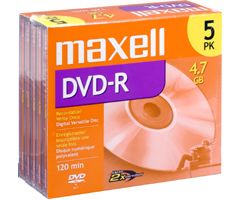 Maxell DVD-R-47MX 5 4.7GB Write-Once DVD-R Discs (DVD R 47MX, DVDR47MX)