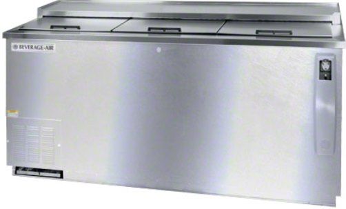 Beverage Air DW79-S-29 Deep Well Frosty Brew Horizontal Bottle Cooler, Stainless Steel; 24.1 cu.ft. capacity; 1/2 Horsepower; Three of lids; Five dividers; 32 cases 12 oz. bottle capacity; 45 3/4 cases 12 oz. can capacity; Tops include easy glide, stainless steel lids and stainless steel counter top with integral drinking glass stops (DW79S29 DW79S-29 DW79-S29 DW79 S-29)