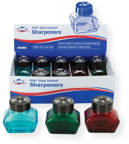 Alvin DX2580D DUX Glass Inkwell Sharpener Display Assortment; Contents 10 pieces of DX2580N; Shipping Dimensions 7.63
