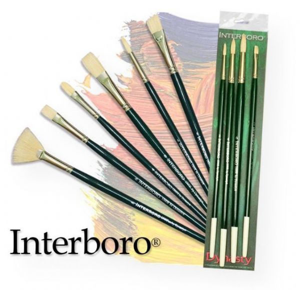 Dynasty FM10582 Interboro Bristle Oil & Acrylic Brush Flat 12; Excellent for heavy bodied oils and acrylics; Made with the finest pure white Chungking bristles, interlocking construction and long natural flag to move heavy bodied products flawlessly; Long nickel plated seamless ferrules are double crimped to ensure adhesion; Dimensions 12