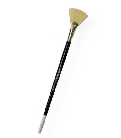 Dynasty FM10624 Interboro Bristle Oil & Acrylic Brush Fan 12; Excellent for heavy bodied oils and acrylics; Made with the finest pure white Chungking bristles, interlocking construction and long natural flag to move heavy bodied products flawlessly; Long nickel-plated seamless ferrules are double crimped to ensure adhesion; UPC 018376062768 (DYNASTYFM10624 DYNASTY-FM10624 INTERBORO-FM10624 ARTWORK PAINTING)