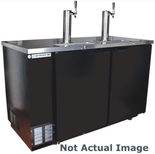 Beverage Air DZ58-1-B-1-1 Dual Zone Bar Mobile with Two Solid Pull Out Keg Drawers and (2) Two Tap Towers, Black, 23.8 cu.ft. capacity, 3/4 Horsepower, 2