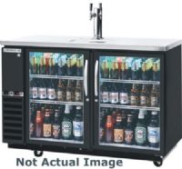 Beverage Air DZ58G-1-B Dual Zone Bar Mobile with Two Glass Doors and Four Epoxy Coated Shelves, Black, 23.8 cu.ft. capacity, 3/4 Horsepower, Four 1/6 of Kegs, 50 7/8" Clear Door Opening, 50 1/2" Depth With Door Open 90°, 2 independent compartments that allow independent temperatures in each section, 2" stainless steel top standard (DZ58G1B DZ58G-1B DZ58G1-B DZ58G-1 DZ58G) 
