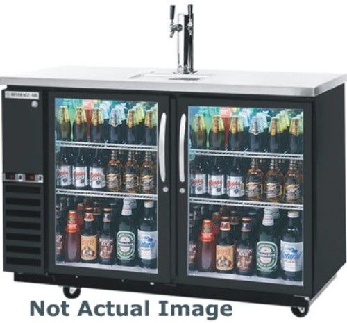 Beverage Air DZ58G-1-B Dual Zone Bar Mobile with Two Glass Doors and Four Epoxy Coated Shelves, Black, 23.8 cu.ft. capacity, 3/4 Horsepower, Four 1/6 of Kegs, 50 7/8