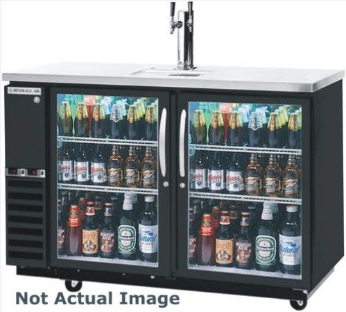 Beverage Air DZ58G-1-B-1 Dual Zone Bar Mobile with One Glass Door Right, Two Epoxy Coated Shelves, One Solid Pull Out Keg Drawer and One Two Tap Tower On Left, Black, 23.8 cu.ft. capacity, 3/4 Horsepower, 50 7/8