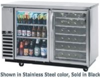 Beverage Air DZ58G-1-B-PWD Dual Zone Bar Mobile with Two Glass Doors and Two Epoxy Coated Shelves On Left and Pull Out Wine Drawers On Right, Black, 23.8 cu.ft. capacity, 3/4 Horsepower, 50 7/8" Clear Door Opening, 50 1/2" Depth With Door Open 90°, 2 independent compartments that allow independent temperatures in each section (DZ58G1BPWD DZ58G-1B-PWD DZ58G1-BPWD DZ58G-1-B DZ58G-1 DZ58G) 