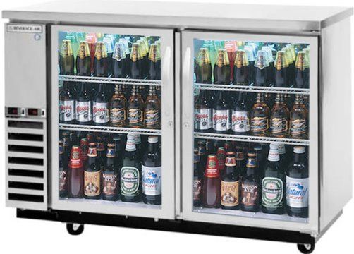Beverage Air DZ58G-1-S Dual Zone Bar Mobile with Two Glass Doors and Four Epoxy Coated Shelves, Stainless Steel, 23.8 cu.ft. capacity, 3/4 Horsepower, Four 1/6 of Kegs, 50 7/8