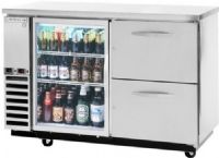 Beverage Air DZ58G-1-S-PWD Dual Zone Bar Mobile with Two Glass Doors and Two Epoxy Coated Shelves oOn Left and Pull Out Wine Drawers On Right, Stainless Steel, 23.8 cu.ft. capacity, 3/4 Horsepower, 50 7/8" Clear Door Opening, 50 1/2" Depth With Door Open 90°, 2 independent compartments that allow independent temperatures in each section (DZ58G1SPWD DZ58G-1S-PWD DZ58G1-SPWD DZ58G-1-S DZ58G-1 DZ58G) 